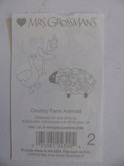 Mrs. Grossman’s Stickers CHUBBY FARM ANIMALS Horse Cow Pig Sheep 2″X3.25″ 1 Mod
