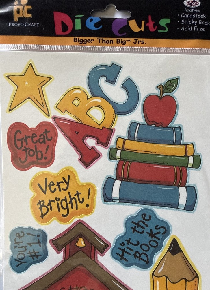 SCHOOL Die-Cut Stickers(11pc) Provo•Bus•Books•Pencil •Students•House•Card Making