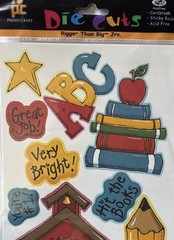 SCHOOL Die-Cut Stickers(11pc) Provo•Bus•Books•Pencil •Students•House•Card Making
