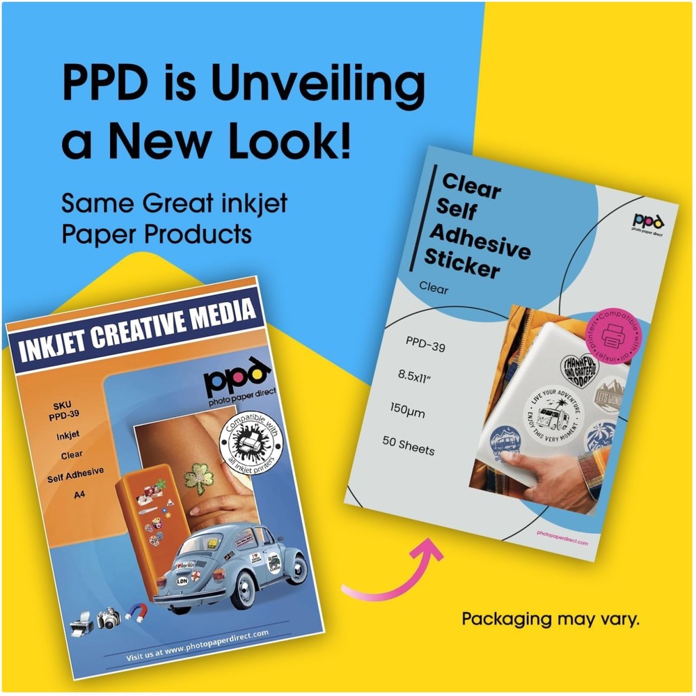 Transparent Sticker Paper for Inkjet Printer – 50 PK
