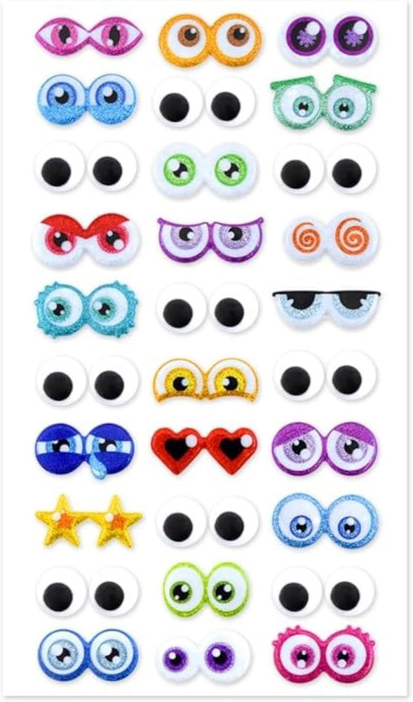 Glitter Googly Eyes Adhesive Sticker Kids Crafts – 30 Sets