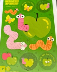 SCRATCH N’ SNIFF WORMS STICKERS✨🦋🐛💖🍏🦋✨5 3/4” X 3 3/4”✨GREEN APPLE✨CUTE💫