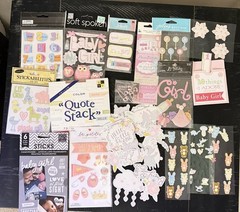 Large Baby Girl Scrapbooking Sticker Embellishment Lot Jolee’s Soft Spoken Baby
