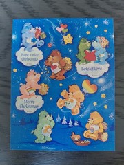 Set of (4) sheets 1983-1984 AGC Care Bear Stickers Christmas Rainbow Clovers Sun