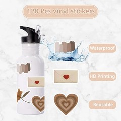 120Pcs Vintage Watercolor Stickers – Scrapbook Supplies for DIY Projects