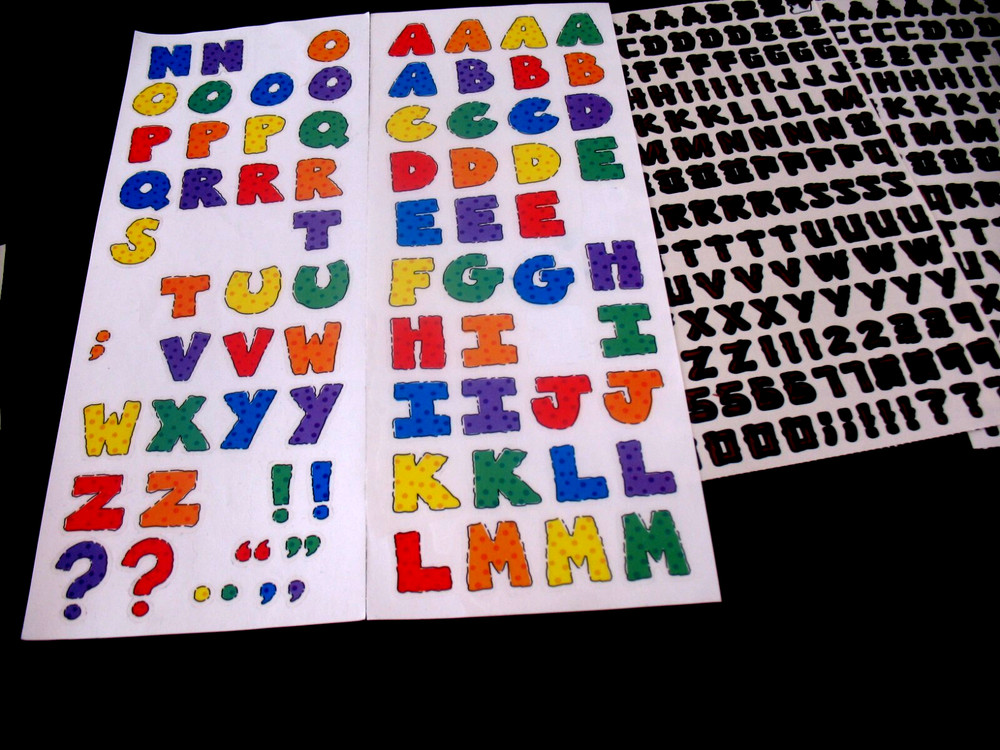 Lot of 2 Sm Brown Letters /Numbers Sticker, Frances Meyer, colorful and Black