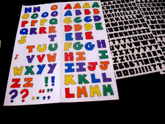 Lot of 2 Sm Brown Letters /Numbers Sticker, Frances Meyer, colorful and Black