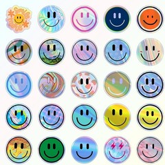 50PCS Smile Holographic Stickers | Cute Water Bottle Stickers for Kids, for T…