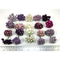200 MIXED 4 Designs Mini – Small Cottage Rose Paper Flower (R&S- Kit Purple A)