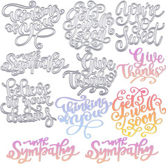 6 Pieces Word Die Cuts for Card Making Blessing Word Metal Embossing Cutting Die