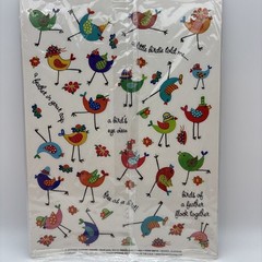 VTG Current 4 Sheet Set Whimsical Bird Stickers By Carol Eldridge NOS