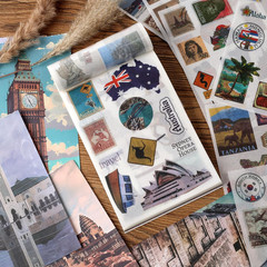 Washi Sticker Set with 300 Pre-Cut Stickers and 20 Scrapbook Papers
