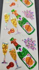 HAMBLY STUDIOS STICKERS PRISMATIC GLITTER CHAMPAGNE CELEBRATION PARTY VINTAGE
