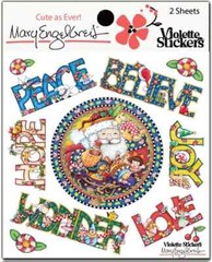 Mary Engelbreit Stickers 2 Sheets Whimsical Believe Christmas Santa Peace Joy
