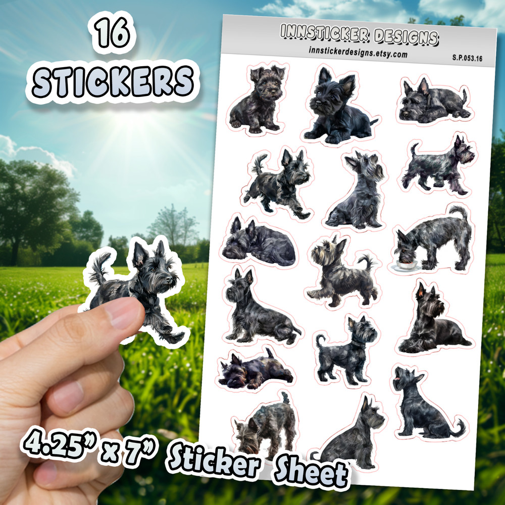 Scottish Terrier Dog Stickers for Journals, Scrapbooks, Planners, Glossy, Matte