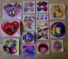 Vintage LISA FRANK Sticker Lot BETTY BOOP Bears HEARTS Cats CLOWN