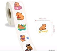 500 pcs Small Capybara 1 Inch Stickers Cute Brown Cartoon