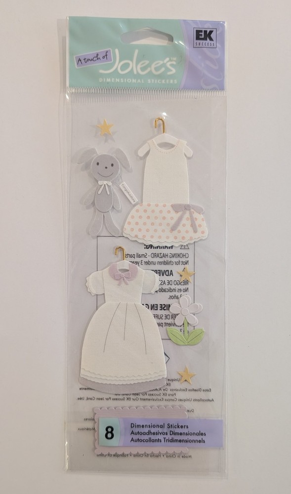 RARE Jolee’s New Baby Girl Dresses & Stuffed Bunny Scrapbooking Stickers