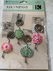 K&COMPANY 3D ADHESIVE DESIGN OR PAPER CLIP AMY BUTLER PHOTO CLIPS LEATHER DESIGN