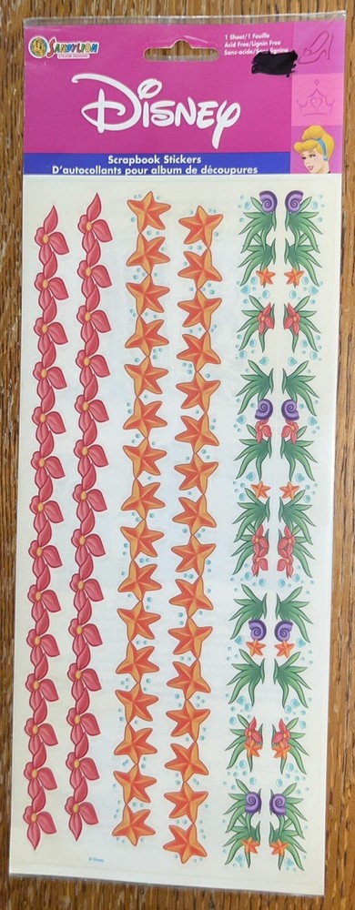 Sandylion Disney Princess Clear Mylar Borders 12” Star Fish Scrapbook Stickers