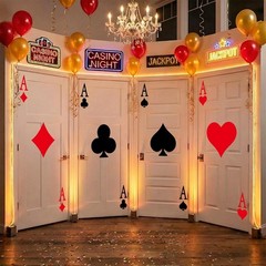 4 Sets Casino Theme Poker Stickers – Large Playing Card Decals for Party Decor