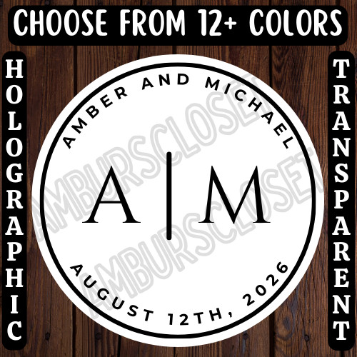 40 CUSTOM WEDDING STICKERS 2″ ROUND LABELS PARTY FAVOR SCRATCH RESISTANT