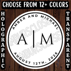 40 CUSTOM WEDDING STICKERS 2″ ROUND LABELS PARTY FAVOR SCRATCH RESISTANT