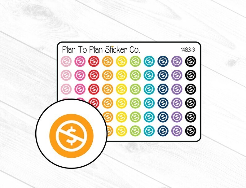 1483-9 No Spend Icon Planner Stickers.