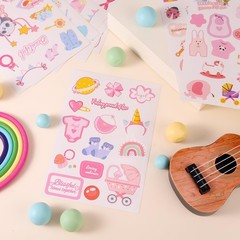 8 Sheets Baby Girl Scrapbook Stickers, Adorable Newborn Toddler Colorful