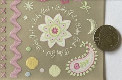 BABY GIRL IMAGES Rub-On(4”x 12”)Flair•Paisley•Pink•Flowers •Stitches•Card Making