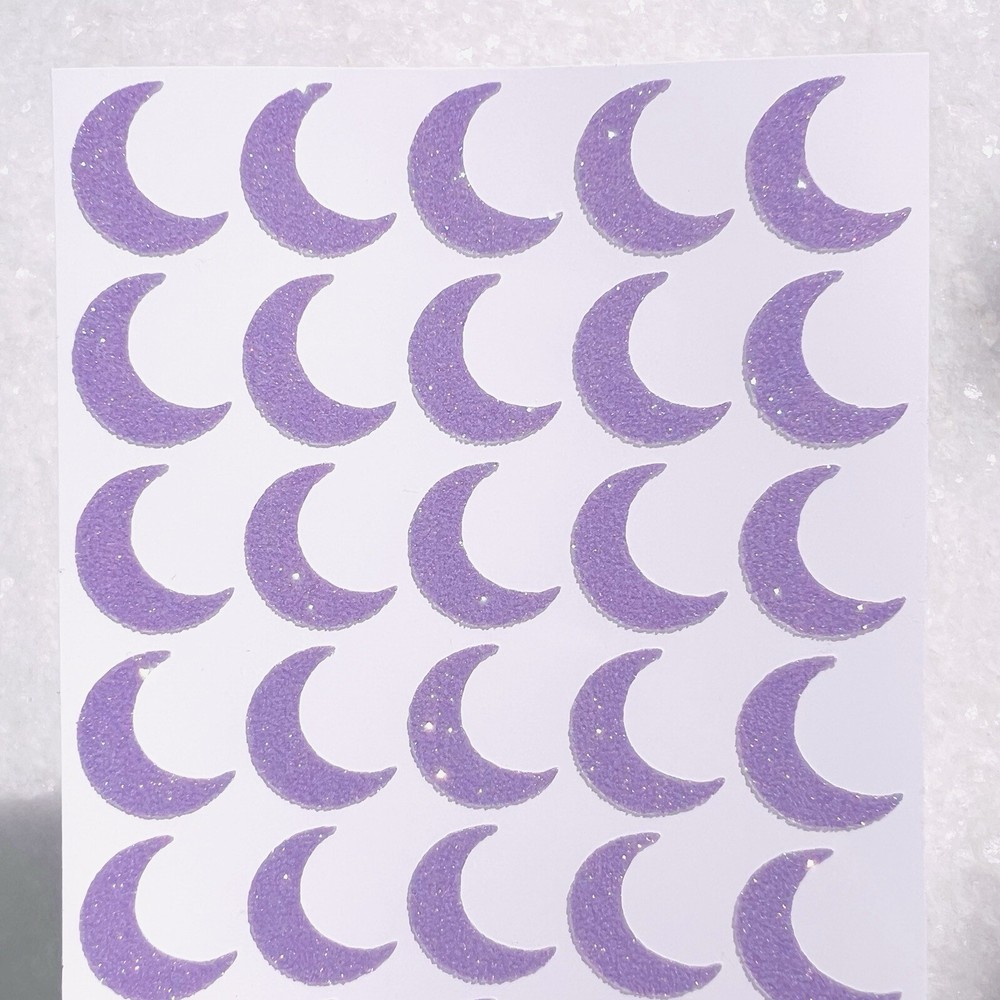 Glitter Moon Stickers! – Choose a Size & Color! – Multicolor Glitter