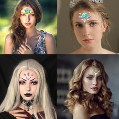 16Pcs Face Gems Stickers with Women Girls Diamond Forehead Sticker Rhinestone…