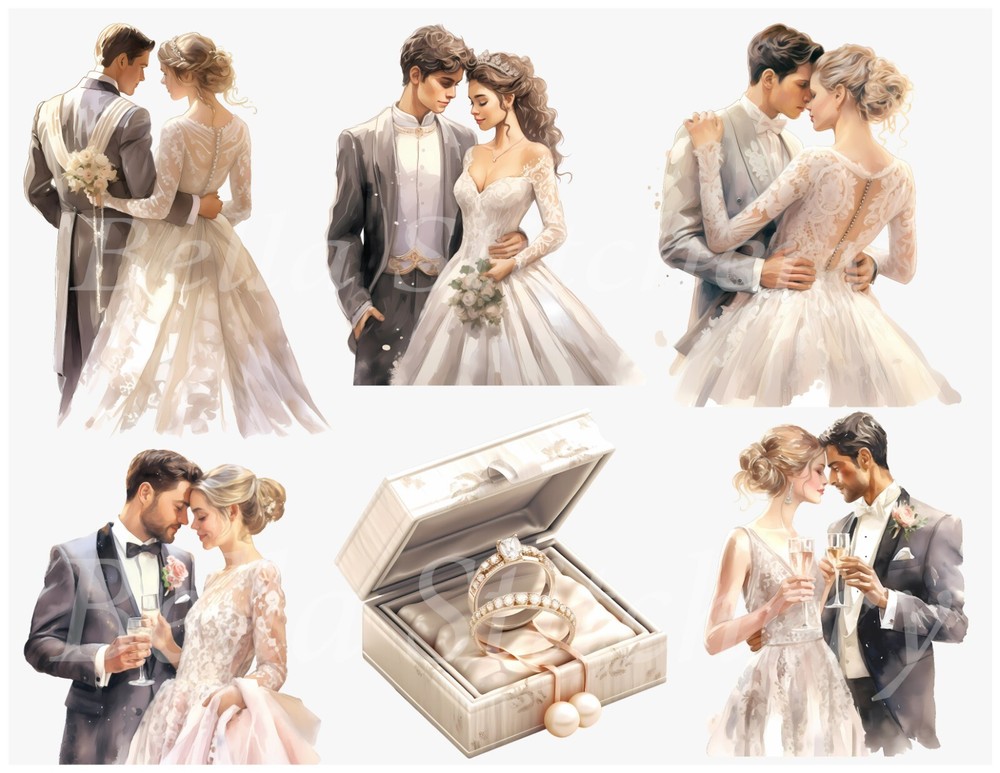 Formal Bride & Groom Wedding Card Making & Crafting STICKERS – Just Cut & Use!