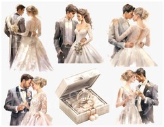 Formal Bride & Groom Wedding Card Making & Crafting STICKERS – Just Cut & Use!