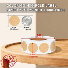 WANSTE Kraft Paper Dot Stickers 0.75″ 1000pcs