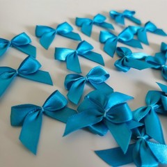 Micomon 50pcs 1.2-Inch Mini Bows for Crafts Mini Satin Ribbon Bows in Blue Color