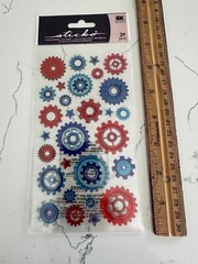 Sticko Autocollant Dimensional 29 PC Primary Colors Cogs Scrapbooking Crafts Art