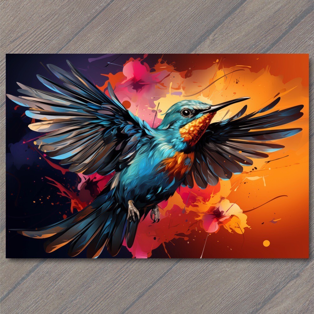 STICKER Hummingbird Happy Retro Pop Art Splash Colors Cute Fun Vibrant Smile
