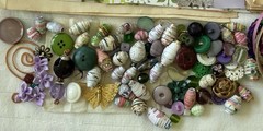 SUMMER BUTTERFLY GARDEN Junk Journal —HUGE VARIETY Paper Buttons Beads Ribbons