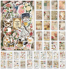 Vintage Aesthetic Washi Stickers and Papers for Scrapbooking, 40 Sheets Ephemera