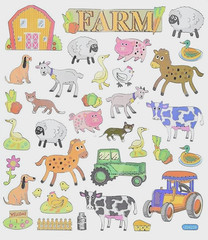 Farm Barn Tractor Goose Pig Sheep Cow Rooster Goat StickerKIng Foil Stickers