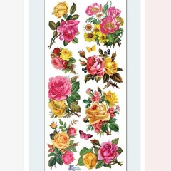 Violette Stickers – Roses – 1 Yellow & Pink Flowers Sticker Sheet – Scrapbooking