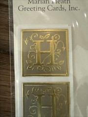 Gold Fossler Foil Seals Marian Heath Monogram H Letter Cards Envelopes 2 Packs