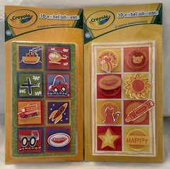 Lot 2 Packs CRAYOLA 3D Embellishments Transportation Vehicles & Yellow/Orange