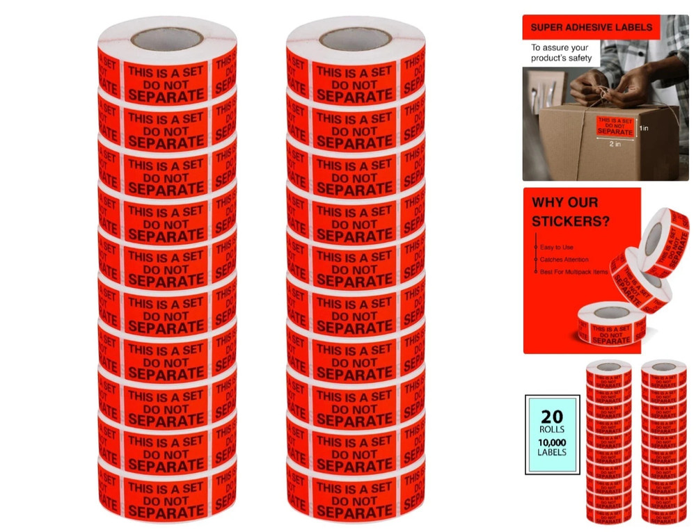 Do Not Separate Labels – 1in x 2in, 500/Roll, 20 Rolls in Fluorescent Red Orange