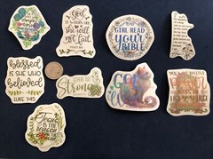 Lot of 9 Scripture Religious Stickers. Scrapbook Stickers – Water Bottle New – S