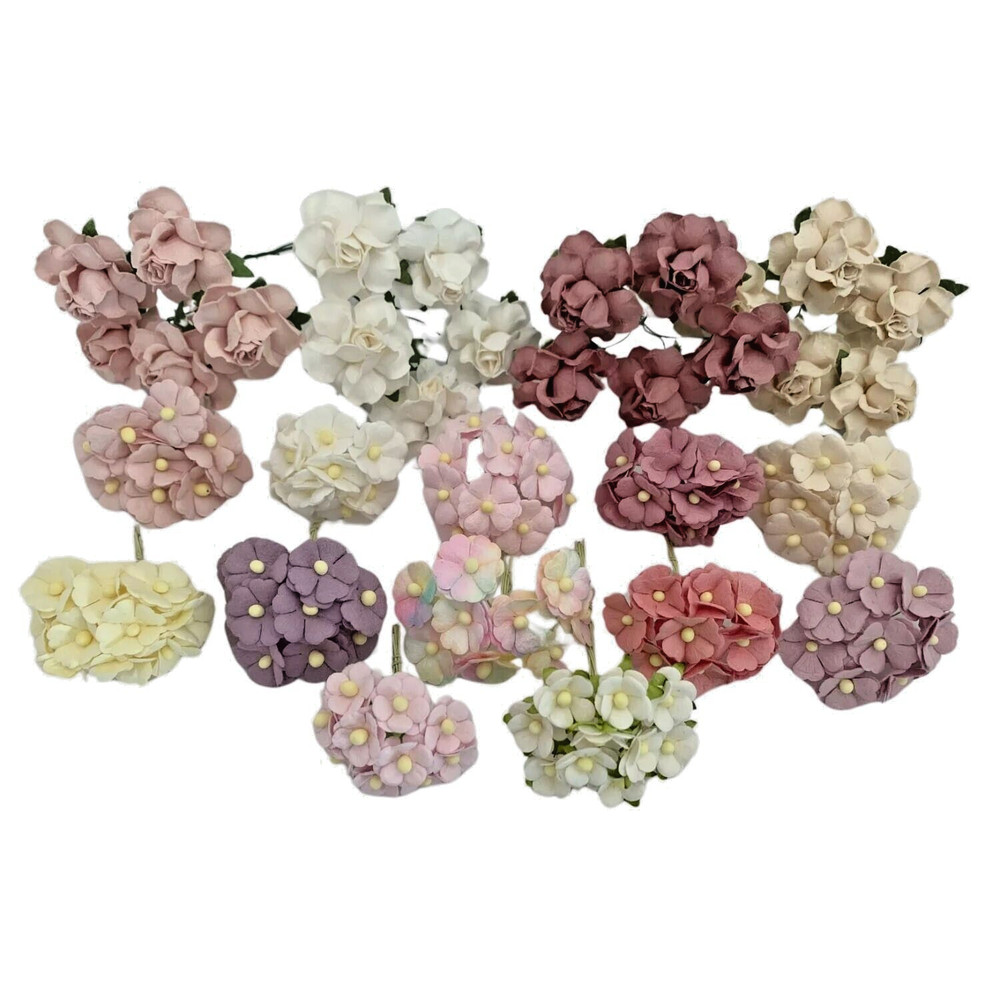 140 Mixed Colors Sizes Pastel Tone Wedding Craft Paper Flower (TH-140/QA7)
