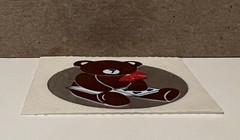 Vintage 80’s SMALL WORLD GREETINGS Teddy Bear Foil Mylar Sticker – Rare