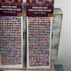 Lot of 3 Rhinestone Sheet Over 500 Gems Pink, Orange, Red, Purple, Blue, Magenta