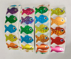 30 Colorful Foil Fish Stickers/Sparkly/Scrapbooking/Crafts/Journals/Planner/1.2″